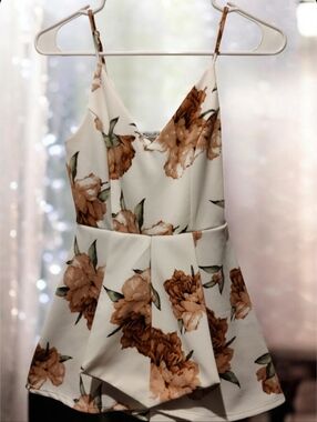 White Floral V-Neck Romper